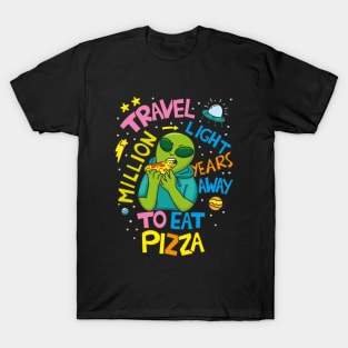 Storm Area 51 Green Alien eating Pizza T-Shirt